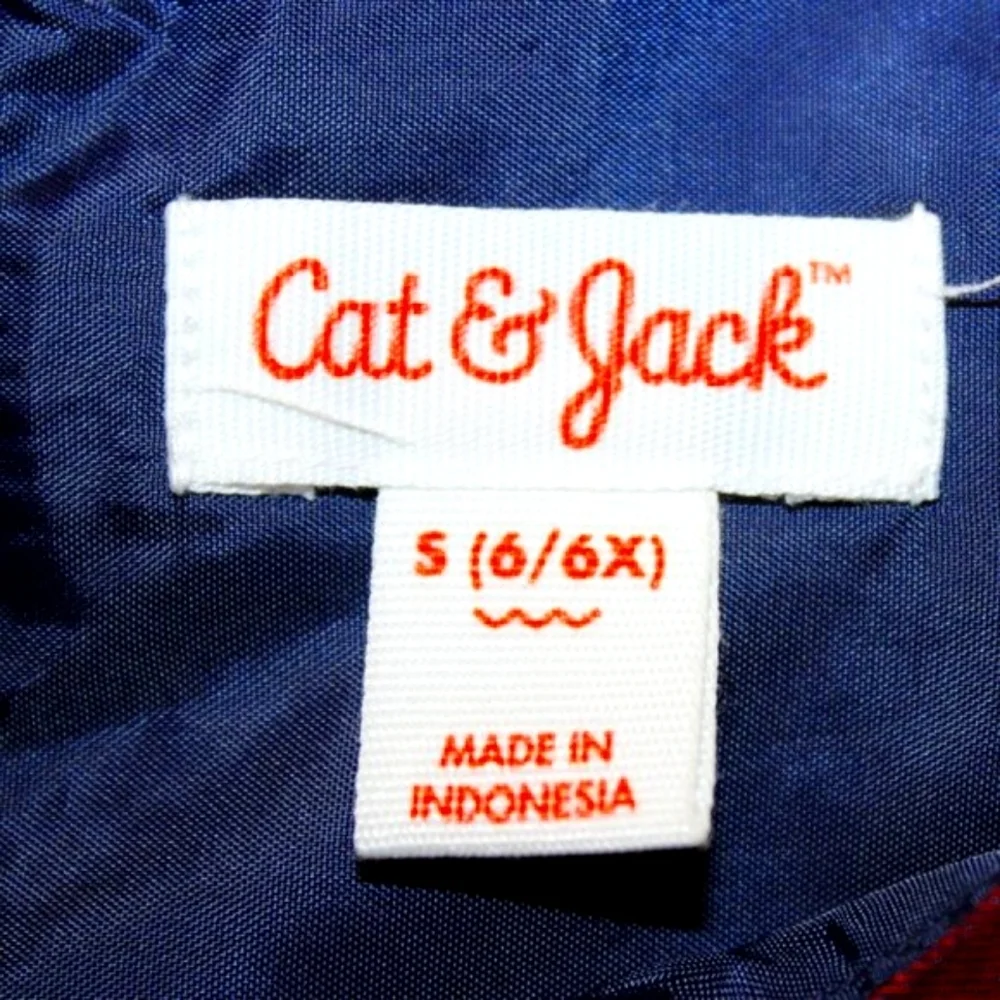 🎀 Cat & Jack Red & Navy Plaid Dress w/ Satin Sash – Size S (6/6X)